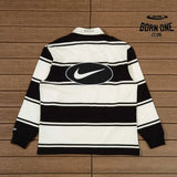 Camisa Supreme x Nike Stripe Rugby Preta/Branca