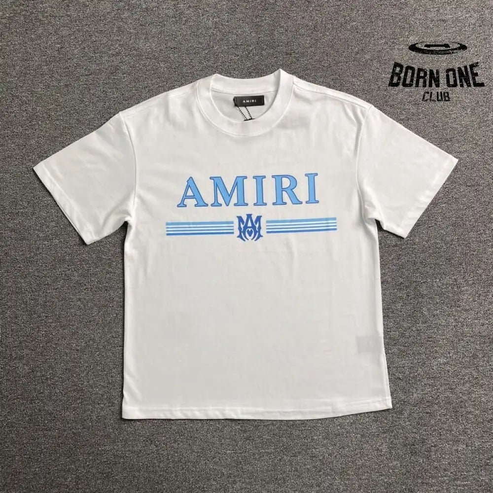 Camiseta Amiri Bar Logo Branca/Azul