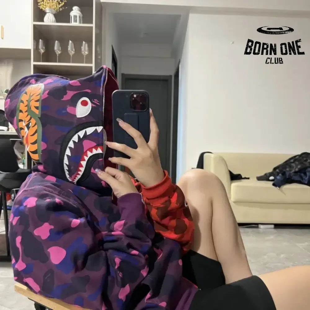Bape Shark Dual-Tone Camo Shark Moletom Zíper