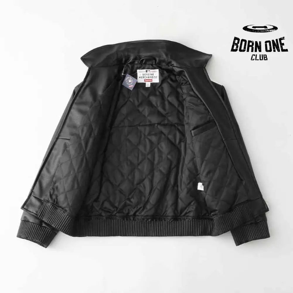 Jaqueta Supreme x Chicago White Sox Couro Varsity Black