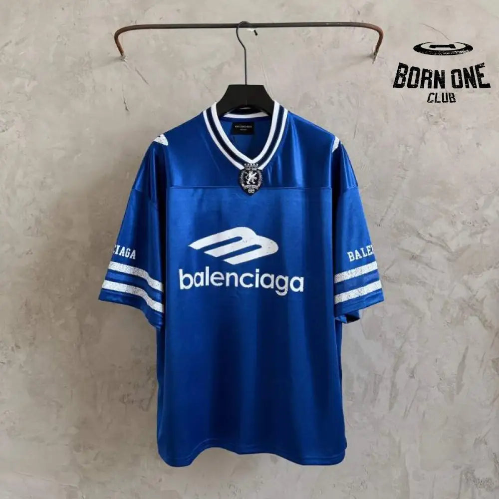 Camiseta Balenciaga Jersey V-neck Oversized Azul