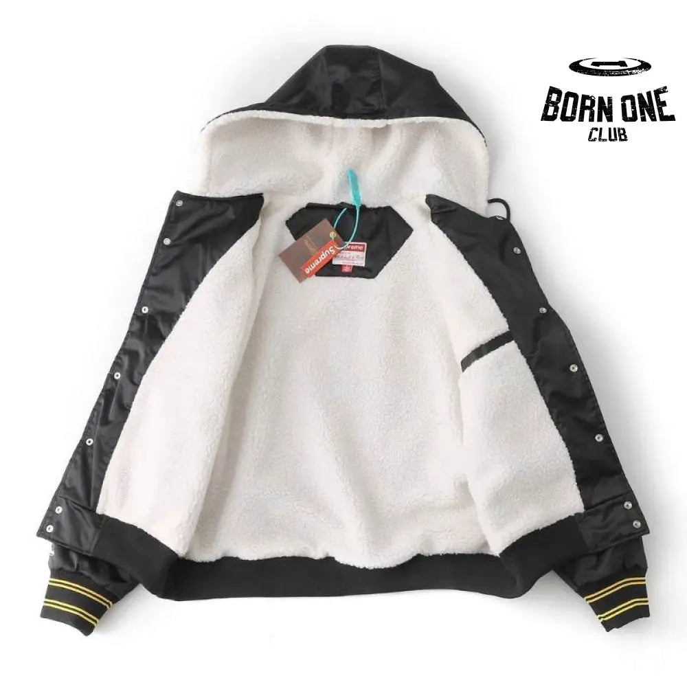 Jaqueta Supreme x Mitchell & Ness Varsity Satin Black