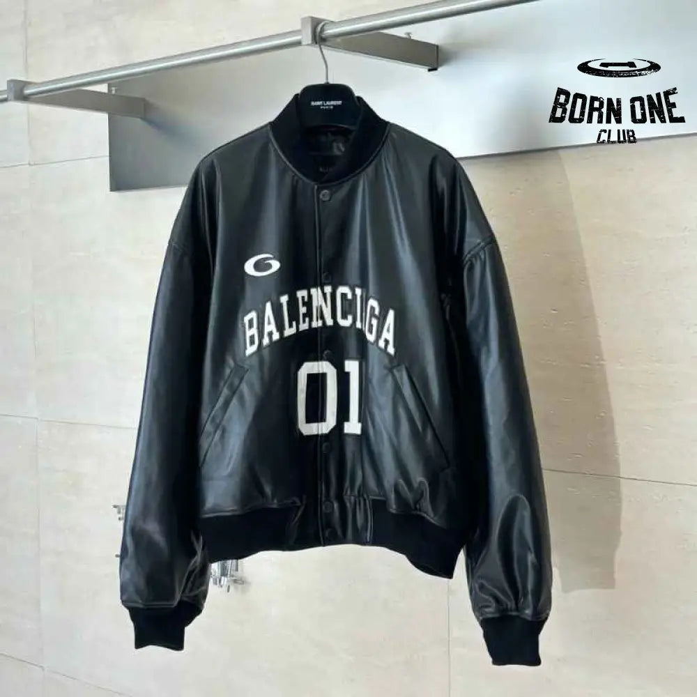 Jaqueta Balenciaga Basketball Bomber Leather Black