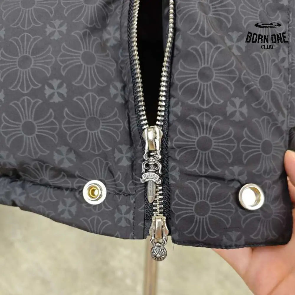 Jaqueta Chrome Hearts Monogram Print Puffer Black