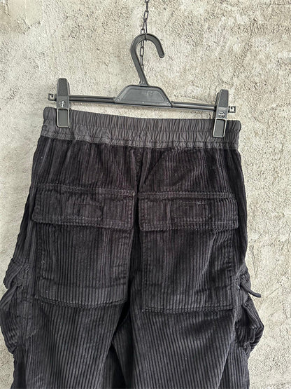 Rick Owens DRKSHDW Cargo Calça Cotelê (Alta Qualidade)