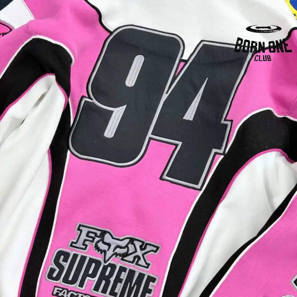 Jaqueta Supreme x Fox Racing Zíper Hooded Pink