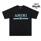 Camiseta Amiri Bar Logo Preto/Azul
