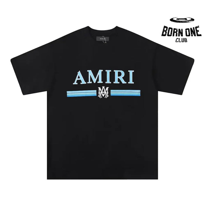 Camiseta Amiri Bar Logo Preto/Azul