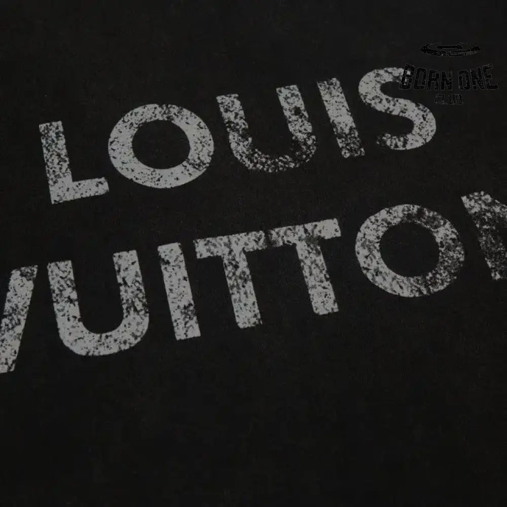 Camiseta Louis Vuitton LV Black Distressed Logo