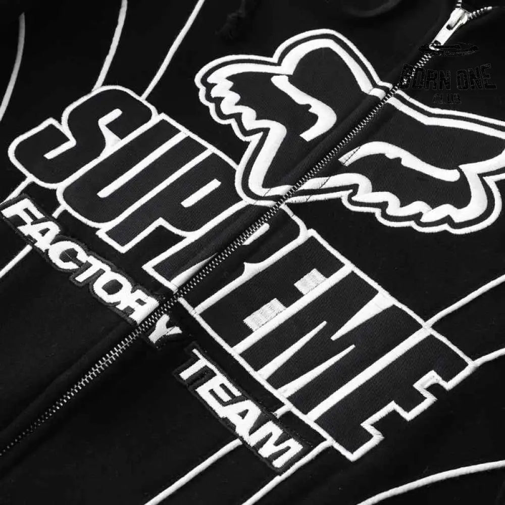 Jaqueta Supreme x Fox Racing Zíper Hooded Black