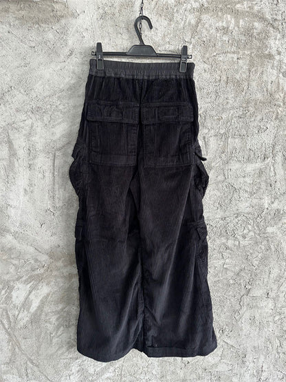 Rick Owens DRKSHDW Cargo Calça Cotelê (Alta Qualidade)
