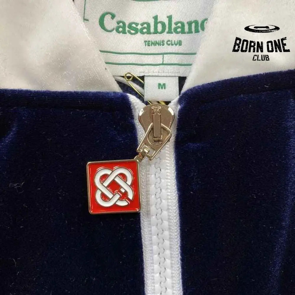 Conjunto Casablanca Veludo Logo Azul