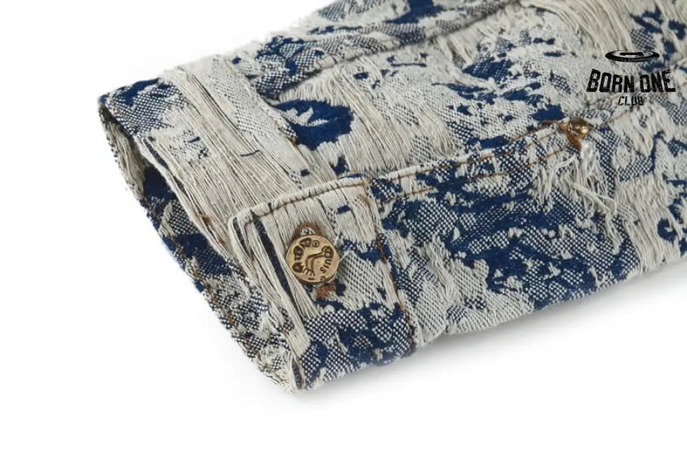 Jaqueta Louis Vuitton Distressed Floral Denim