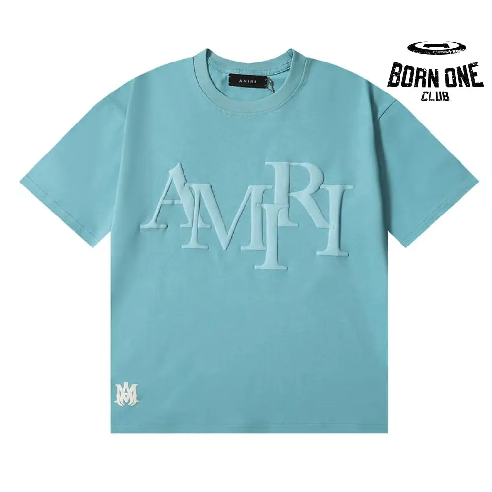 Camiseta Amiri Staggered Logo Azul