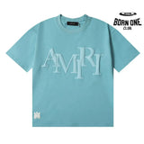 Camiseta Amiri Staggered Logo Azul