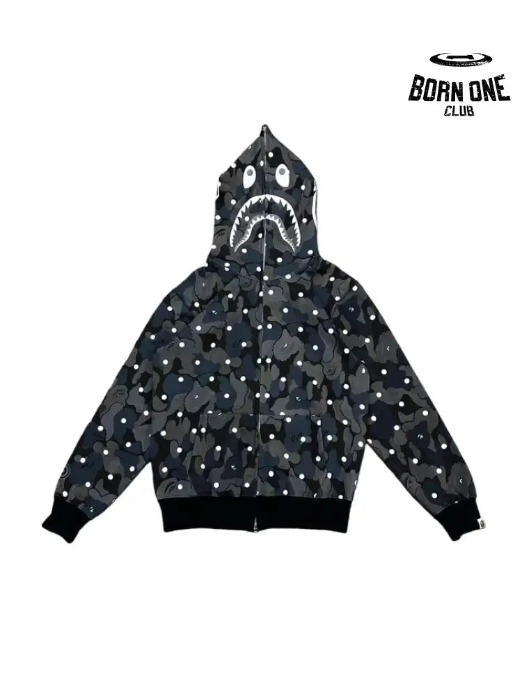 Bape Shark Polka Dot Moletom Zíper