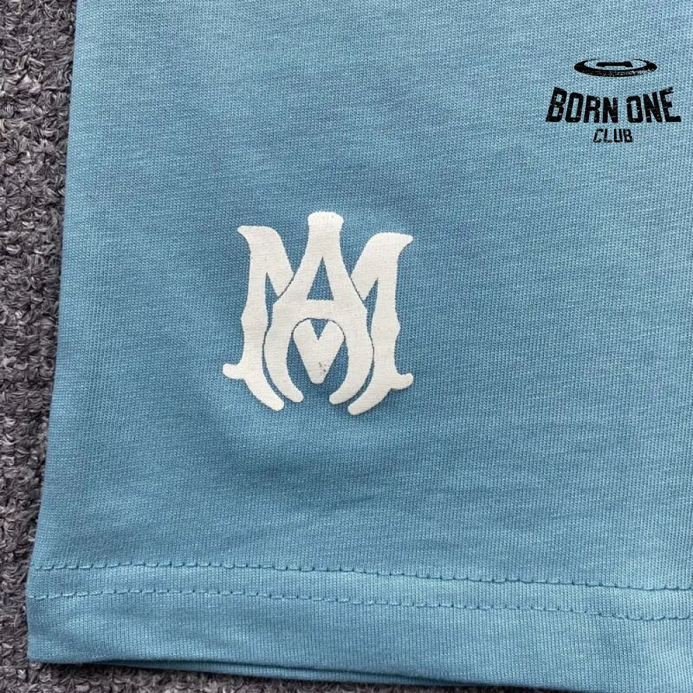 Camiseta Amiri Staggered Logo Azul
