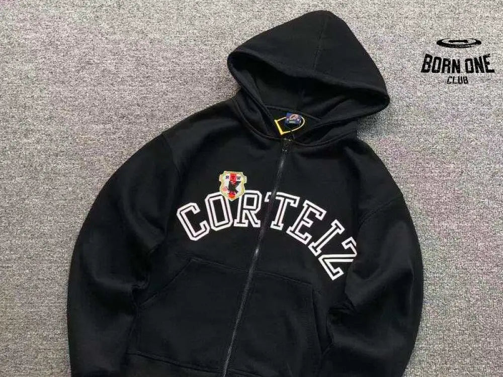 Conjunto Corteiz Arch Shield Zip Black