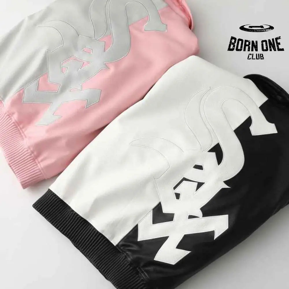 Jaqueta Supreme x Chicago White Sox Couro Varsity Pink