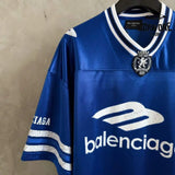 Camiseta Balenciaga Jersey V-neck Oversized Azul