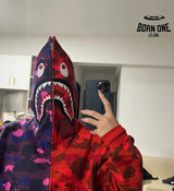 Bape Shark Dual-Tone Camo Shark Moletom Zíper
