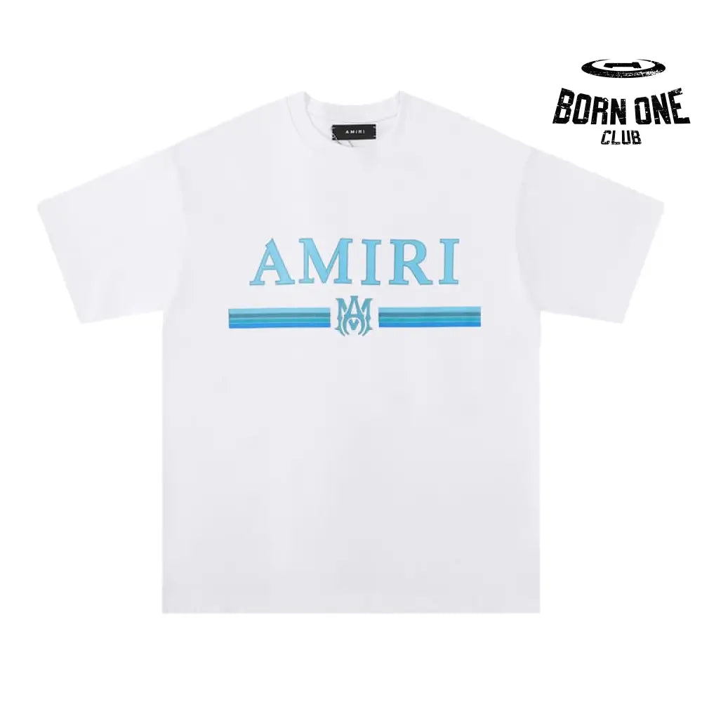 Camiseta Amiri Bar Logo Branca/Azul