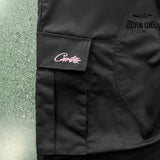 Calça Corteiz Cargo Preta e Rosa