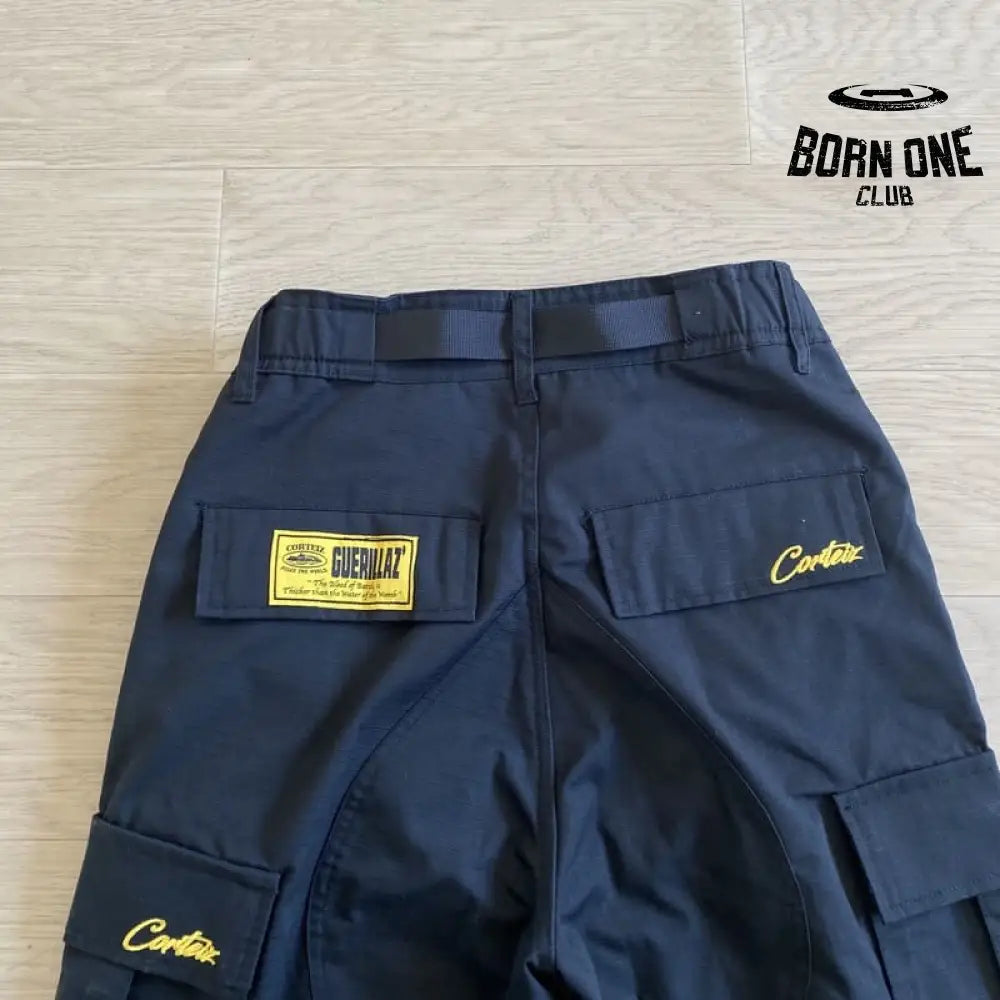 Calça Corteiz Cargo Preta e Amarelo