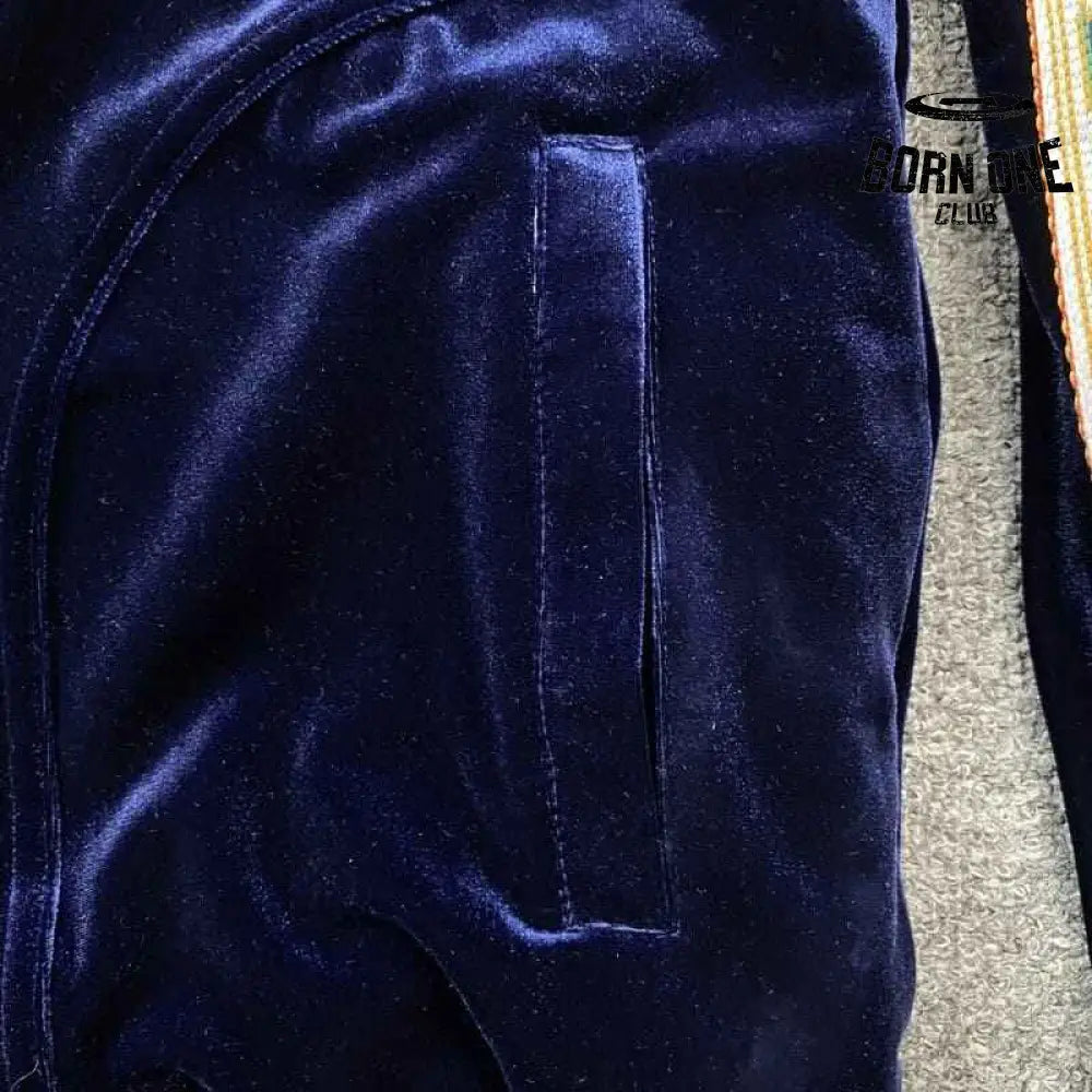 Conjunto Casablanca Veludo Logo Azul