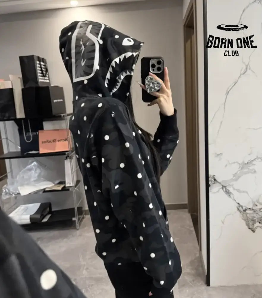Bape Shark Polka Dot Moletom Zíper