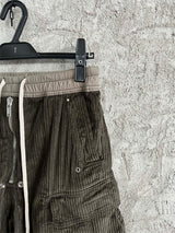 Rick Owens DRKSHDW Cargo Calça Green Cotelê (Alta Qualidade)