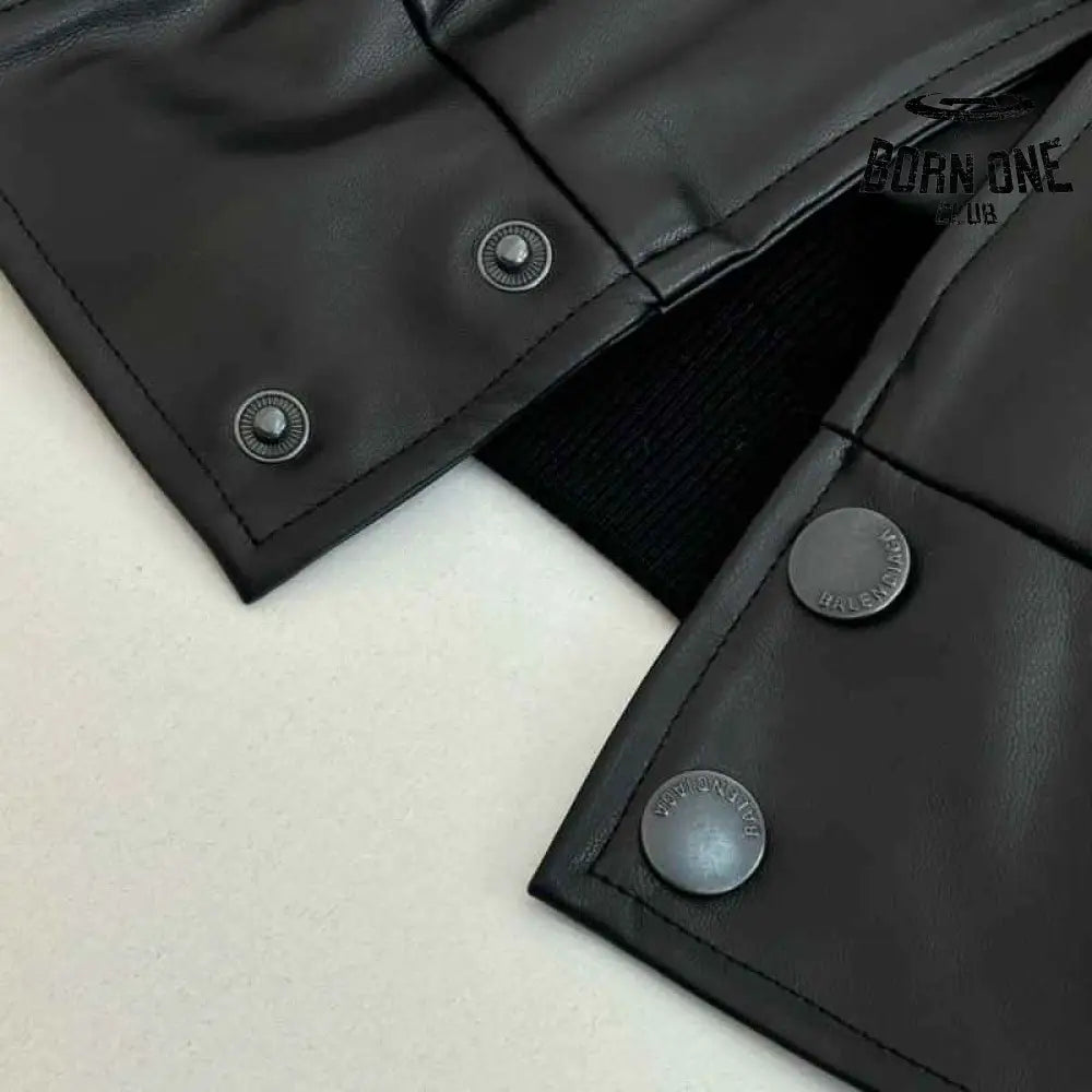 Jaqueta Balenciaga Basketball Bomber Leather Black