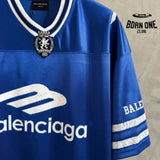 Camiseta Balenciaga Jersey V-neck Oversized Azul