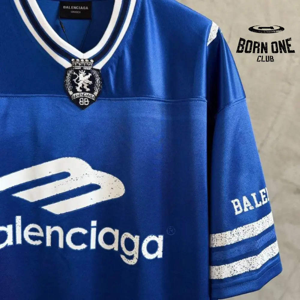 Camiseta Balenciaga Jersey V-neck Oversized Azul