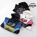Jaqueta Supreme x Fox Racing Zíper Hooded Black