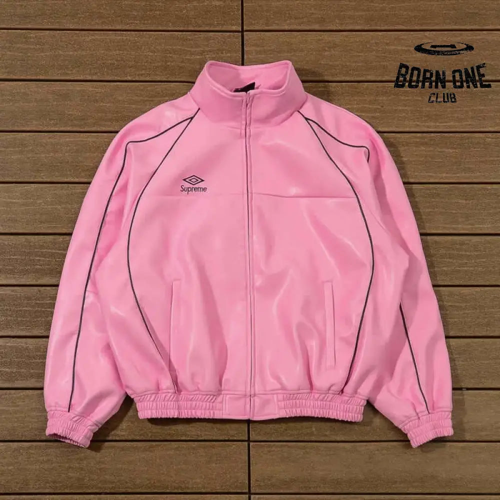 Jaqueta Supreme x Umbro Leather Track Pink