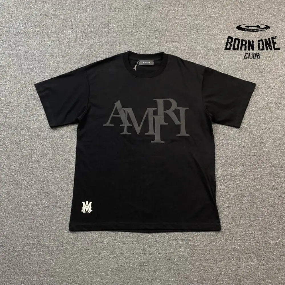 Camiseta Amiri Staggered Logo Preto
