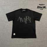 Camiseta Amiri Staggered Logo Preto