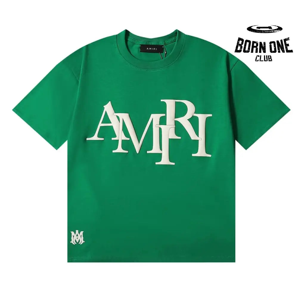 Camiseta Amiri Staggered Logo Verde