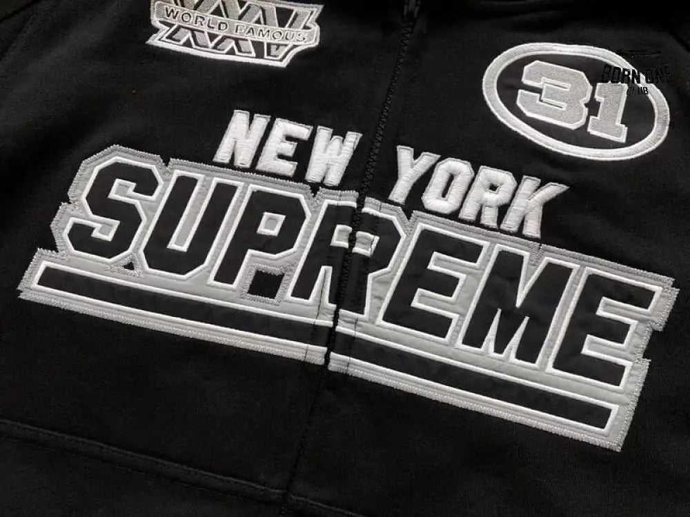Moletom Supreme Football Zip Up Hooded Black