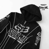 Jaqueta Supreme x Fox Racing Zíper Hooded Black