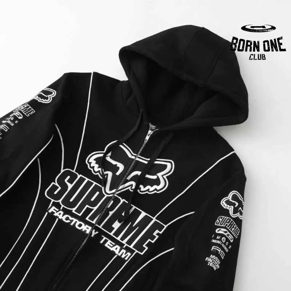 Jaqueta Supreme x Fox Racing Zíper Hooded Black