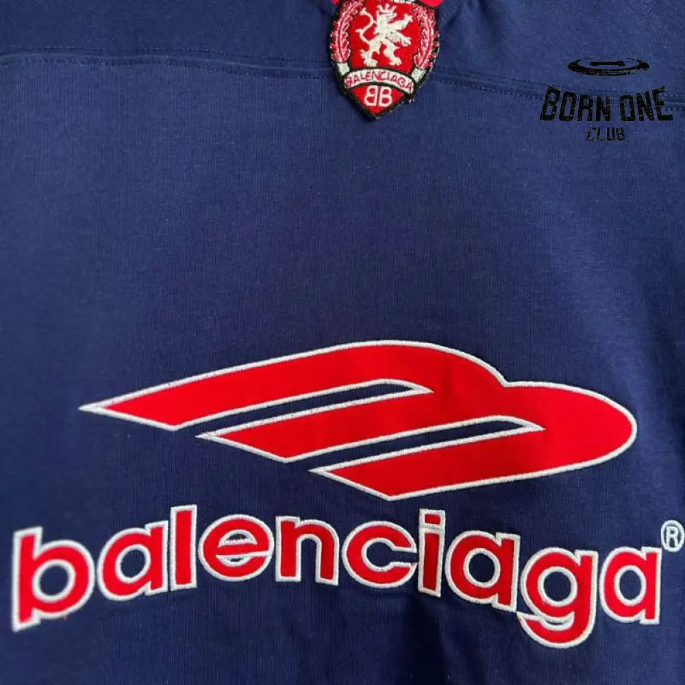 Camiseta Balenciaga Football V-neck Oversized Azul