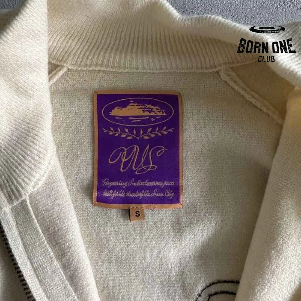 Jaqueta Corteiz Knit Zíper Fleece Cream