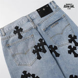Bermuda Jeans Chrome Hearts Multi Cross Azul