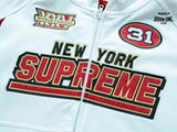 Moletom Supreme Football Zip Up Hooded White Red