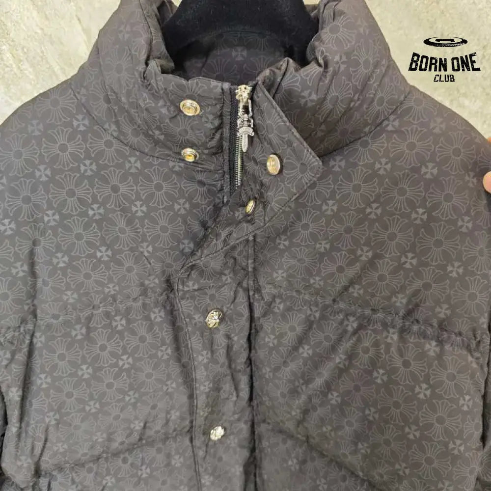 Jaqueta Chrome Hearts Monogram Print Puffer Black