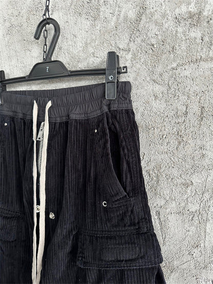 Rick Owens DRKSHDW Cargo Calça Cotelê (Alta Qualidade)