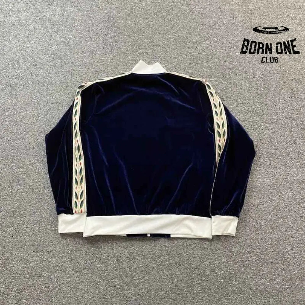 Conjunto Casablanca Veludo Logo Azul