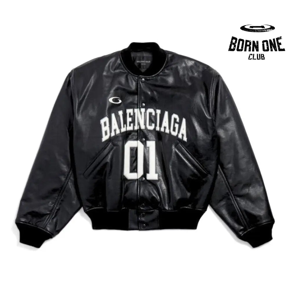 Jaqueta Balenciaga Basketball Bomber Leather Black